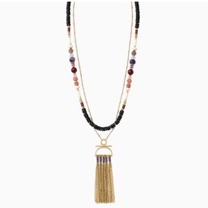 STELLA & DOT Genevieve Tassel 3 In 1 Necklace With semi-precious Stones